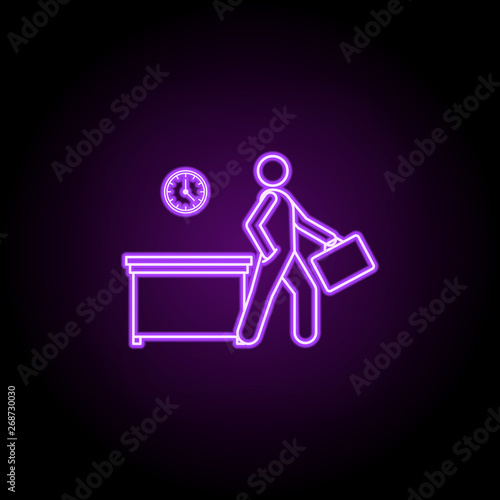 worker living early neon icon. Elements of People in the work set. Simple icon for websites, web design, mobile app, info graphics