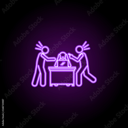 worker is scolded by client neon icon. Elements of People in the work set. Simple icon for websites, web design, mobile app, info graphics