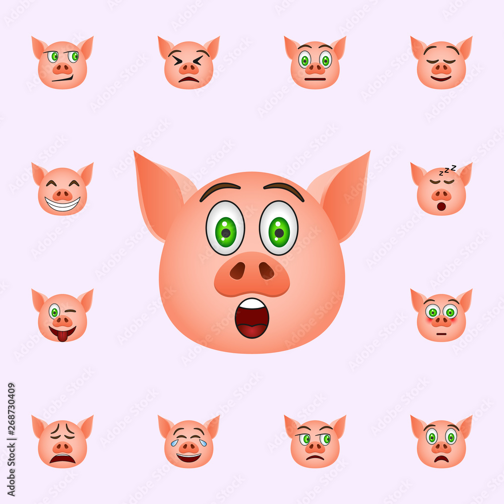 Fototapeta premium Pig in concerned about emoji icon. Pig emoji icons universal set for web and mobile