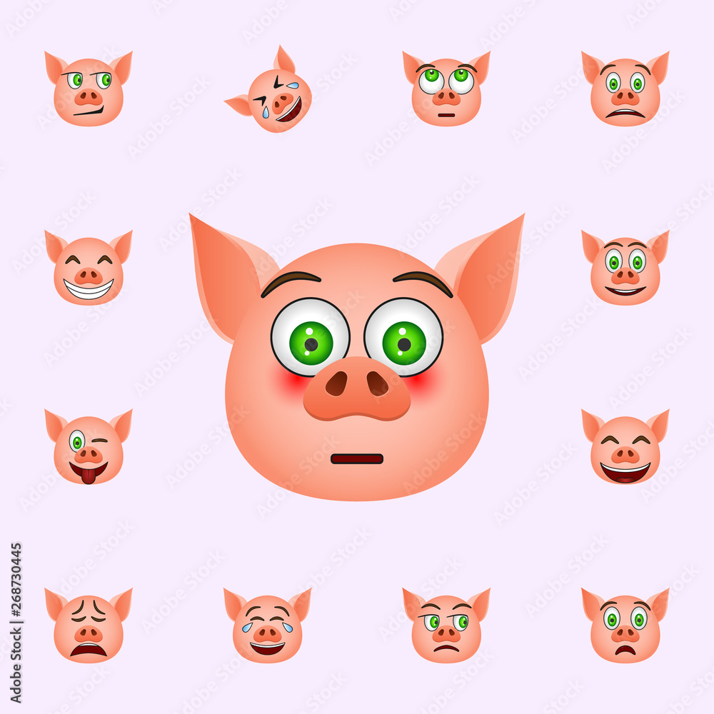 Fototapeta premium Pig in bewilderment emoji icon. Pig emoji icons universal set for web and mobile
