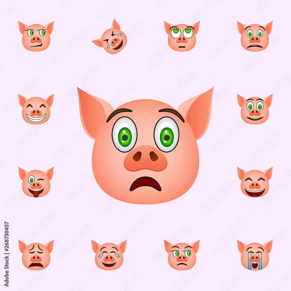 Pig in frightened emoji icon. Pig emoji icons universal set for web and mobile Pig in frightened emoji icon. Pig emoji icons universal set for web and mobile