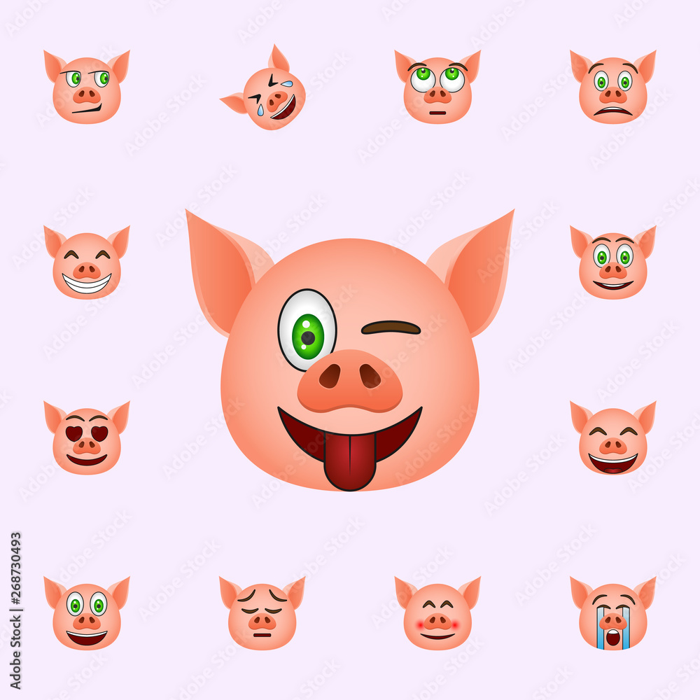 Pig in tease emoji icon. Pig emoji icons universal set for web and mobile Pig in tease emoji icon. Pig emoji icons universal set for web and mobile