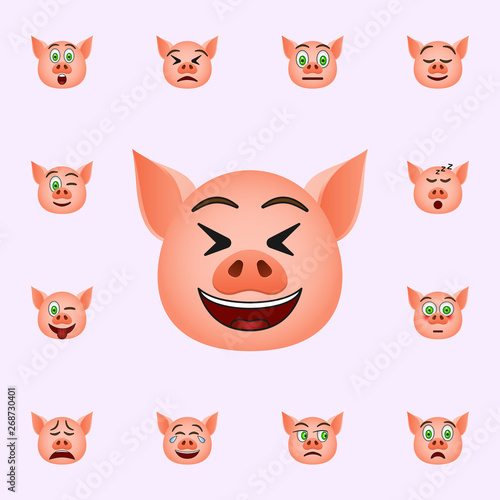 Pig in mockery emoji icon. Pig emoji icons universal set for web and mobile