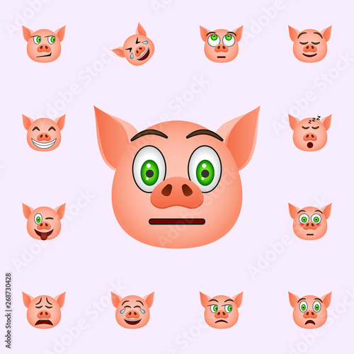 Pig in indifference emoji icon. Pig emoji icons universal set for web and mobile