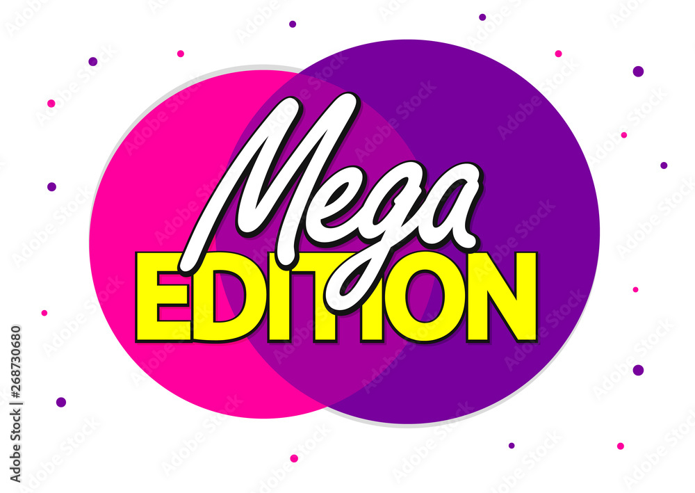 Mega Edition, banner design template, promo tag, vector illustration