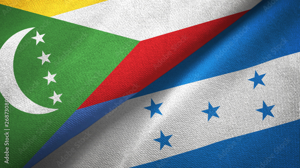 Comoros and Honduras two flags textile cloth, fabric texture Comoros and Honduras two flags textile cloth, fabric texture