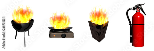 Fire extinguisher for home, garden, office. 3D render2