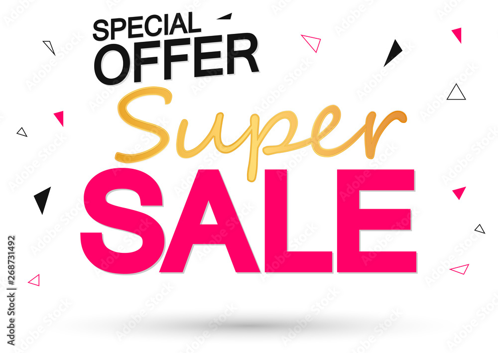 Super Sale, discount poster design template, special offer, vector illustration