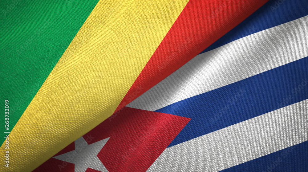 Congo and Cuba two flags textile cloth, fabric texture Congo and Cuba two flags textile cloth, fabric texture