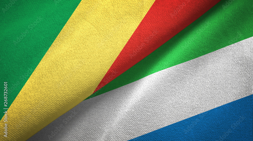 Congo and Sierra Leone two flags textile cloth, fabric texture Congo and Sierra Leone two flags textile cloth, fabric texture