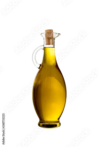 Virgin olive oil in a glass bottle isolated