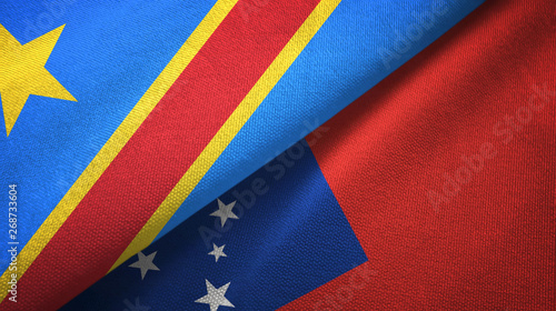 Congo Democratic Republic and Samoa two flags textile cloth, fabric texture