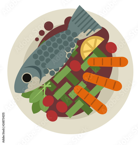 hake tuna grilled fish gourmet food with vegetables