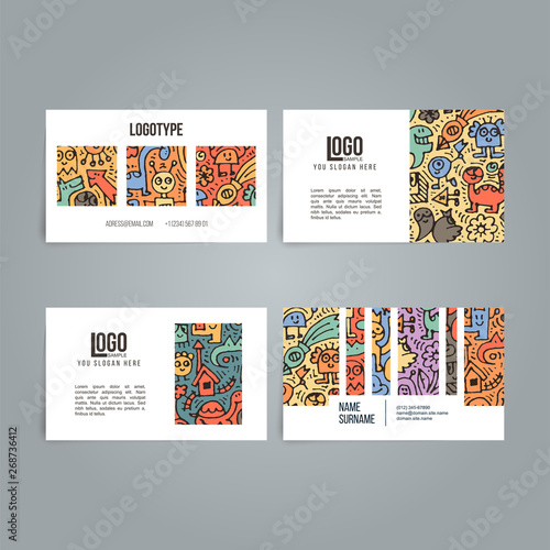 Doodle colorful hand drawn for kids and play. Cartoon design artistic print templates