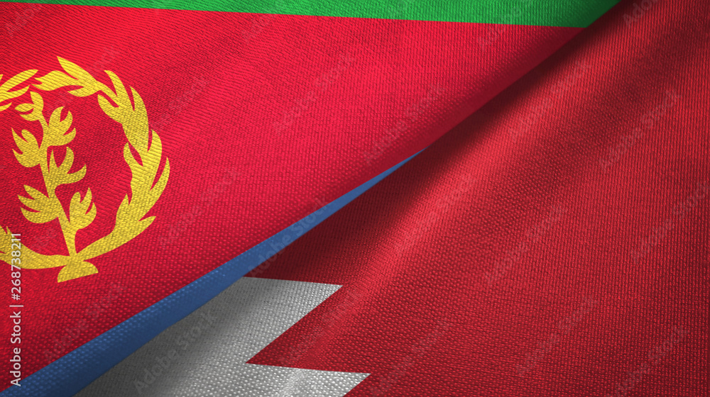 Eritrea and Bahrain two flags textile cloth, fabric texture Eritrea and Bahrain two flags textile cloth, fabric texture