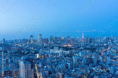 日没直後の東京都心の風景