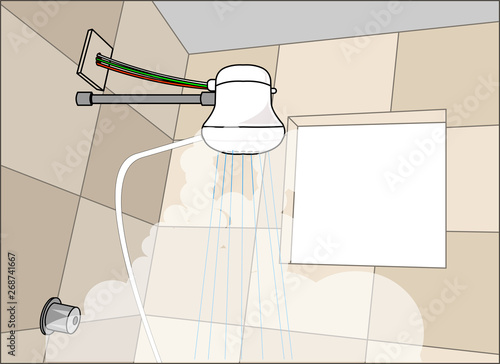 electric shower on in bathroom