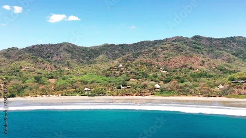 Time lapse, aerial drone shot, of Costa Rica beach, Pacific Coast, Hotel Punta Islita, Central America photo