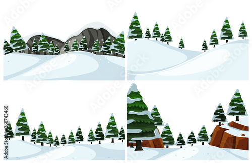 Set of cold winter landscape