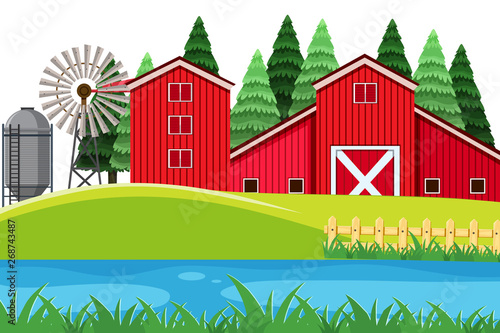 A rural farm landscape