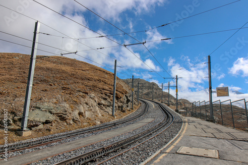 Railway track, Gornergrat Bahn train from Zermatt towards photo