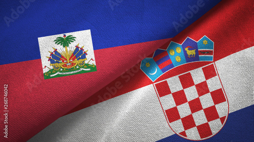 Haiti and Croatia two flags textile cloth, fabric texture