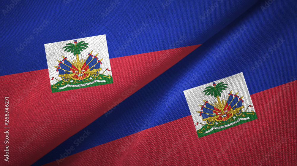 Haiti two flags textile cloth, fabric texture Haiti two flags textile cloth, fabric texture