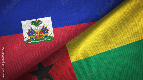 Haiti and Guinea-Bissau two flags textile cloth, fabric texture photo