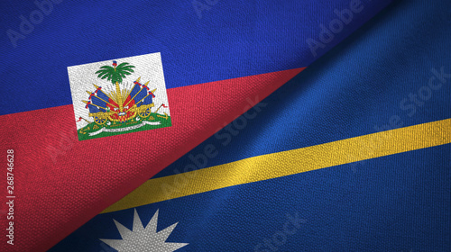 Haiti and Nauru two flags textile cloth, fabric texture