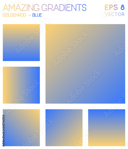 Colorful gradients in goldenrod, blue color tones. Adorable gradient background, rare vector illustration.