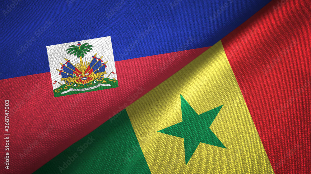 Haiti and Senegal two flags textile cloth, fabric texture Haiti and Senegal two flags textile cloth, fabric texture