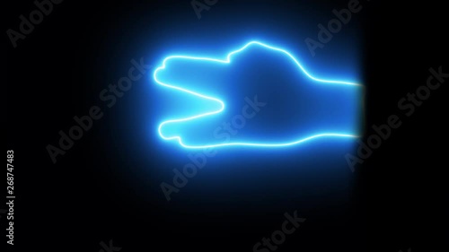 Neonlight bluecolored Hand signs Spock Sign. (on Alpha) 4K photo