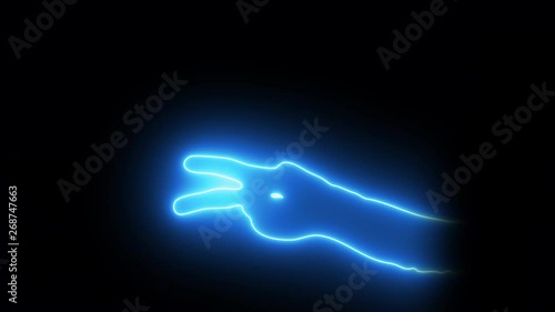 Neonlight bluecolored Hand signs Scissors. (on Alpha) 4K photo