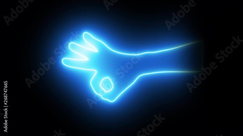 Neonlight bluecolored Hand signs OKAY. (on Alpha) 4K photo