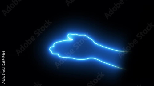 Neonlight bluecolored Hand signs Paper. (on Alpha) 4K photo
