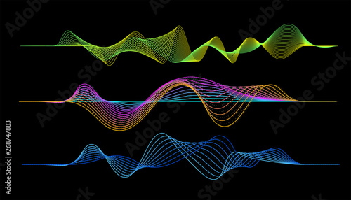 Audio digital equalizer technology, pulse musical.abstract of sound wave , light frequencies or bright equalizer . Neon colorful digital musical bar for technology concept