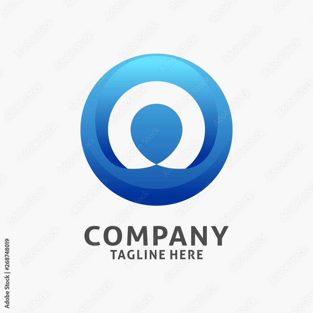 Letter O pin logo design. circle logo inspiration