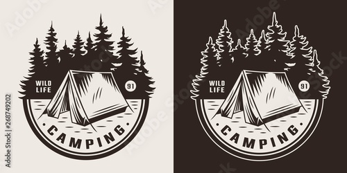 Vintage summer camping emblem