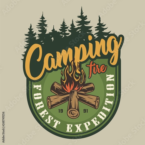 Vintage colorful summer expedition label