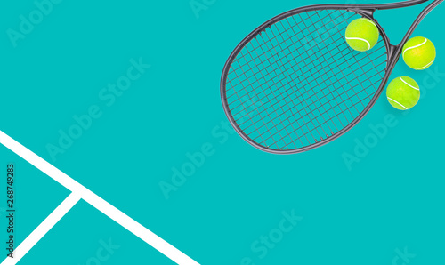 Tennis racket and ball sports on pastel background © Dmytro Flisak
