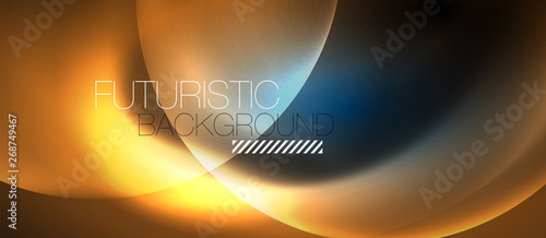 Blue neon bubbles and circles abstract background, futuristic magic techno design