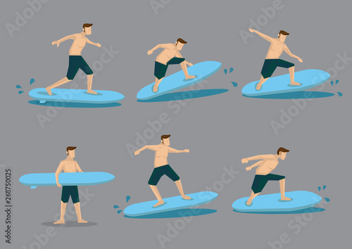 Surfer Surfboard Vector Character Illustration