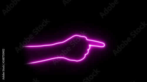 Neonlight pinkcolored Hand gestures and counts to five. (on Alpha) 4K photo