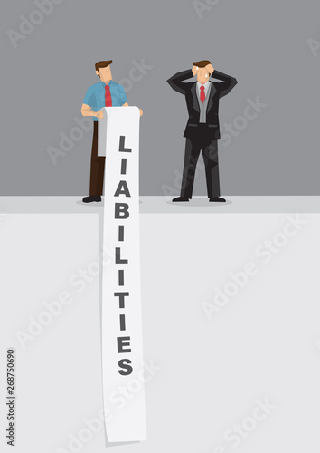 Long List of Liabilities Cartoon Vector Illustration