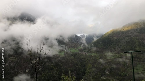 Misty landscape of the French Alps.