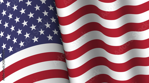 America flag background collection . Waving design . Ratio 16 : 9 . 4th of July independence day concept . Vector .