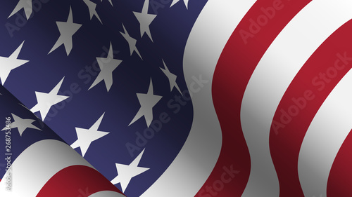 America flag background collection . Waving design . Ratio 16 : 9 . 4th of July independence day concept . Vector .