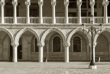 Architectural detail - Doge's palace in St Mark's Square in Venice (Palazzo Ducale), Italy