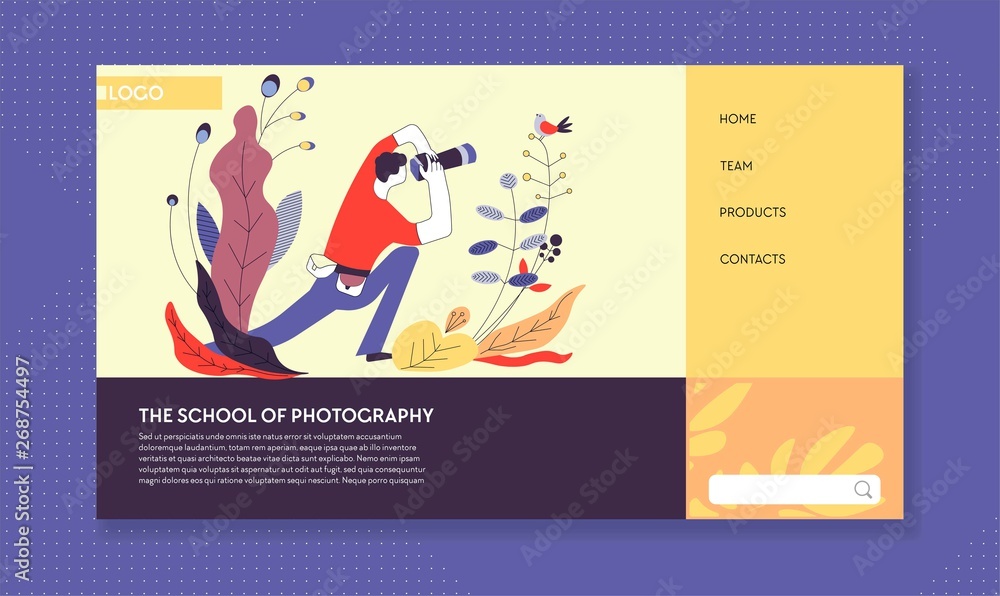 Fototapeta premium Photography school web page online photo classes signing up