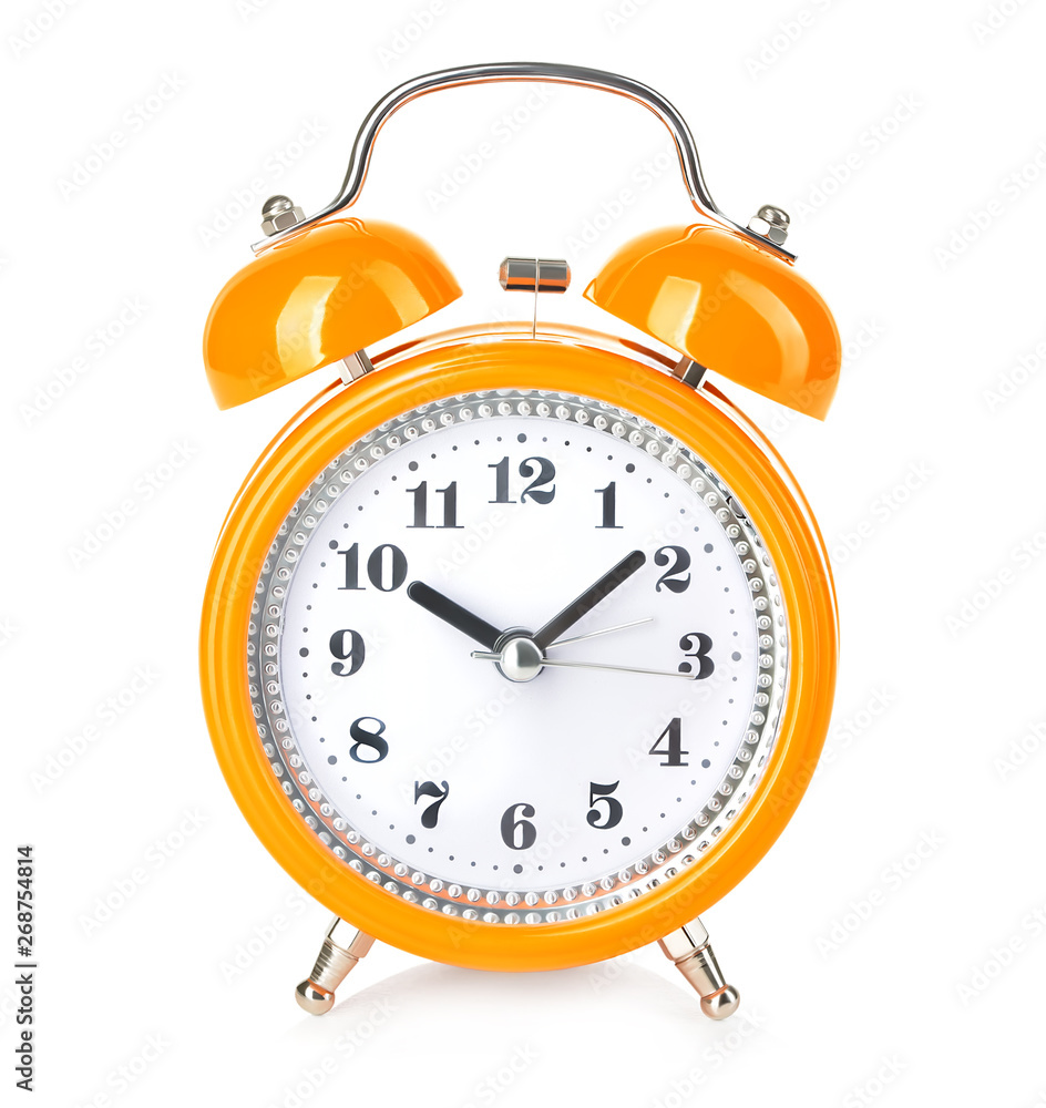 Retro alarm clock close-up isolated on a white background. Retro alarm clock close-up isolated on a white background.